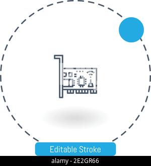chipset vector icon editable stroke outline icons for web and mobile Stock Vector