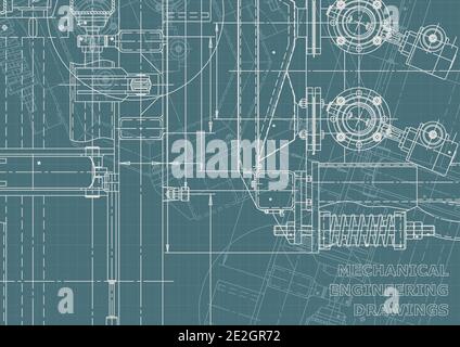 Vector engineering illustration. Corporate Identity. Instrument-making. Computer aided design system Stock Vector