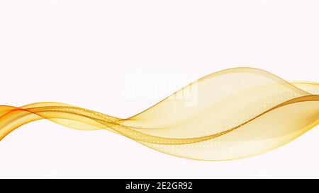 Orange curved lines background Template wave flow design Stock Vector
