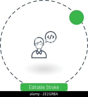 programmer vector icon editable stroke outline icons for web and mobile Stock Vector