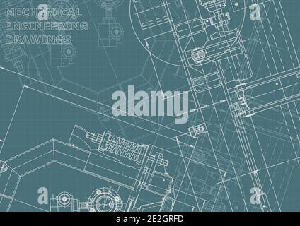 Sketch. Vector engineering illustration. Cover, flyer. Instrument-making. Corporate Identity Stock Vector