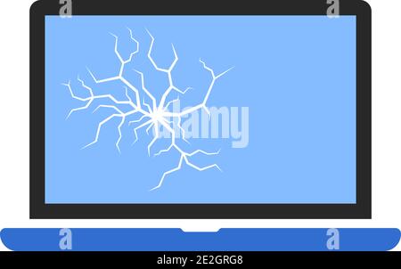 broken laptop simple icon isolated on white Stock Vector