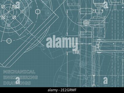 Vector engineering illustration. Instrument-making Corporate Identity. Computer aided design system Stock Vector