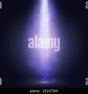 Purple spotlight. Bright lighting with spotlights of the stage on dark background Stock Vector