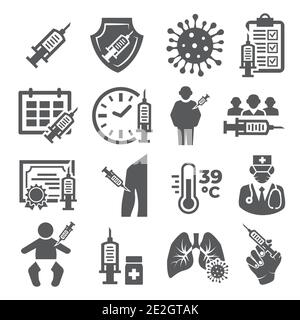 Vaccine Icons set on white background Stock Vector
