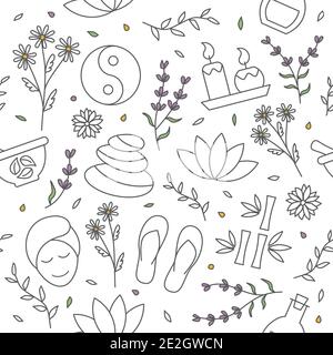 Spa seamless pattern Spa vector background in line style Stock Vector