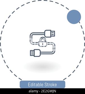 cable vector icon editable stroke outline icons for web and mobile Stock Vector