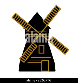 Windmill icon. Mill symbol isolated on white background. Stock Vector