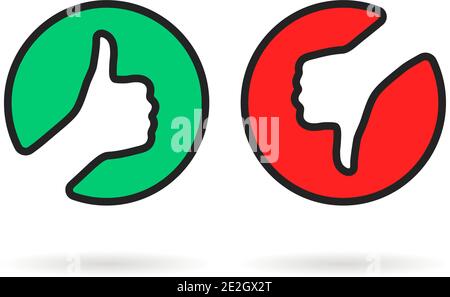 linear thumbs up and down round logo Stock Vector