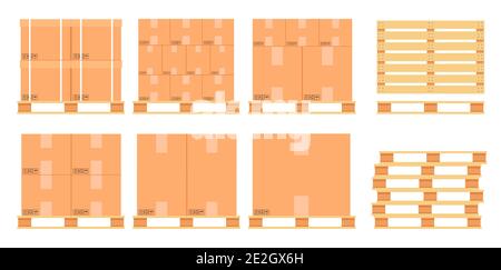 Cardboard boxes on a wood pallet. Stock Vector