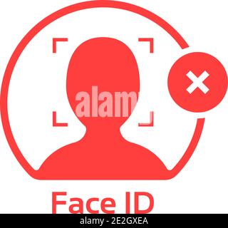 face id cancel red logo isolated on white Stock Vector