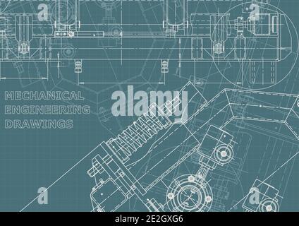 Computer aided design systems. Technical illustrations, backgrounds. Corporate Identity Stock Vector