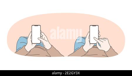 Online communication on smartphone, chatting concept Stock Vector