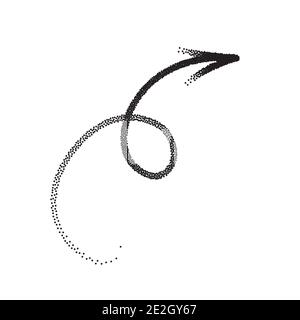 Handdrawn stipple arrow vector in sketch style isolated on white background. Arrows pencil vector illustration. Stock Vector
