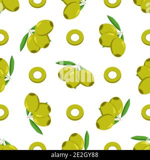 Illustration on theme of bright pattern italian olive, oil berry for seal. Berry pattern consisting of beautiful italian olive, many herb oil. Simple Stock Vector