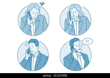 Business communication, using phone concept  Stock Vector