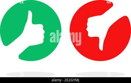 round red and green thumbs up and down Stock Vector