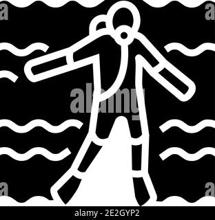 diver swimming underwater glyph icon vector illustration Stock Vector