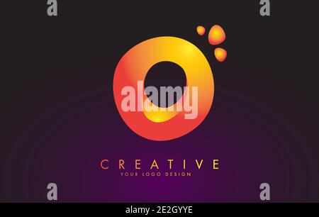 O Letter Logo Design with Dots. Vector Lettering Illustration of Orange Alphabet with Bubbles. Creative O letter template. Stock Vector