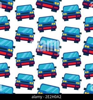 blue city car seamless pattern vector illustration Stock Vector