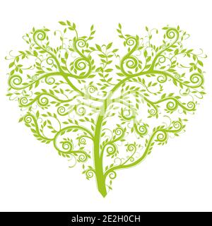 Heart shaped tree isolated on a white background. - vector illustration Stock Vector