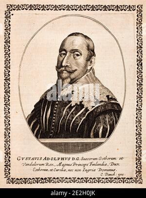 European rulers of 16-17th centuries. Portrait of Gustavus Adolphus of Sweden (1594-1632) Stock Photo