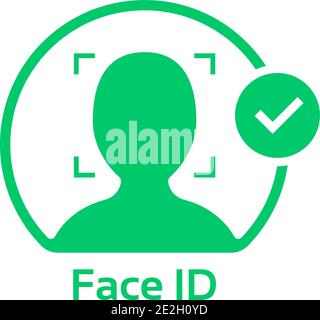 face id approved green logo Stock Vector