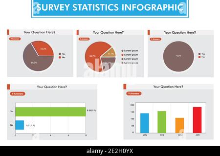 Survey statistics infographic template Stock Vector