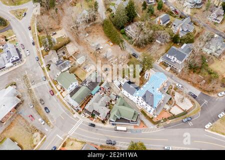 Aerial view of the Shelter Island Heights, Shelter Island, NY Stock Photo