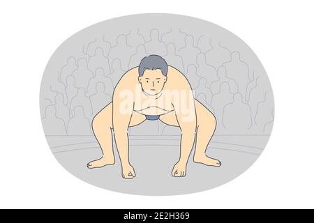 Sumo and Japanese traditional fighting concept Stock Vector