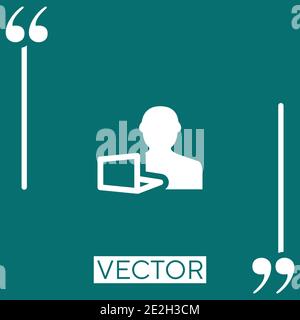 man and laptop vector icon Linear icon. Editable stroke line Stock Vector