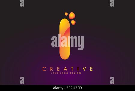 I Letter Logo Design with Dots. Vector Lettering Illustration of Orange Alphabet with Bubbles. Creative I letter template. Stock Vector