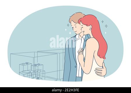 Engagement ring, proposal, marriage concept Stock Vector