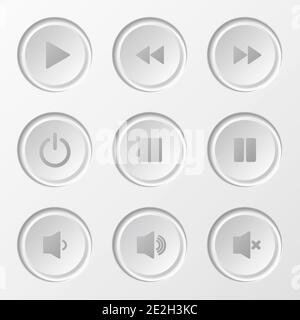 Navigation Button Set White Stock Vector