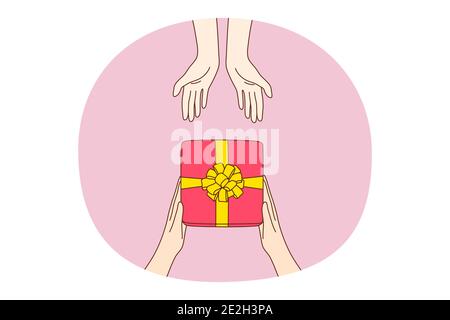 Giving presents, gift, surprise concept Stock Vector