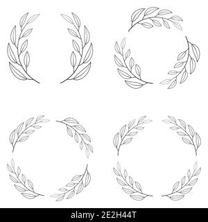 Set of borders photo frame circle Laurel wreath. Decorative elements vector Laurel wreath winner Stock Vector