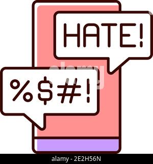 Messenger cyberbullying RGB color icon Stock Vector