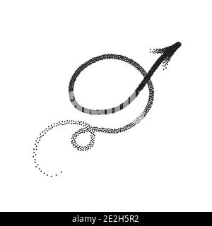 Handdrawn stipple arrow vector in sketch style isolated on white background. Arrows pencil vector illustration. Stock Vector