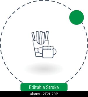 chips vector icon editable stroke outline icons for web and mobile Stock Vector