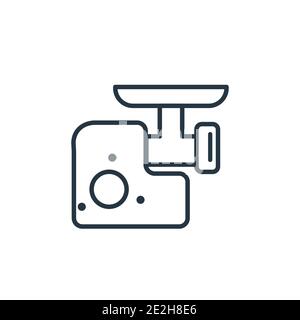 Meat grinder outline vector icon. Thin line black meat grinder icon, flat vector simple element illustration from editable kitchen concept isolated st Stock Vector