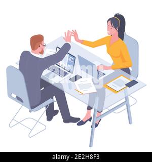 Teamwork successful high five together Stock Vector