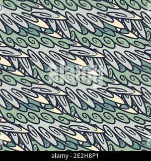 Vintage seamless psychedelic pattern with hand-drawn wings feathers. Vector doodle illustration Stock Vector