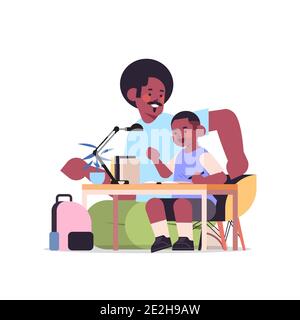 Young Father Helping Son Doing Homework Parenting Fatherhood Friendly Family Concept Dad Spending Time With His Kid Full Length Vector Illustration Stock Vector Image Art Alamy
