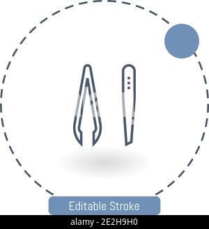 tweezers vector icon editable stroke outline icons for web and mobile Stock Vector