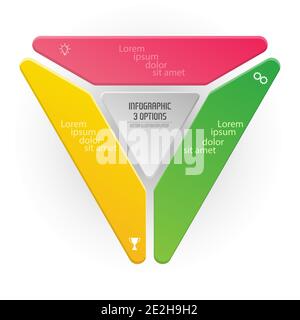 Triangle infographics. The triangle diagram is divided into 3 parts ...