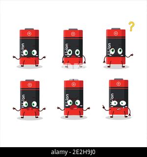 Cartoon character of li ion battery with what expression. Vector illustration Stock Vector