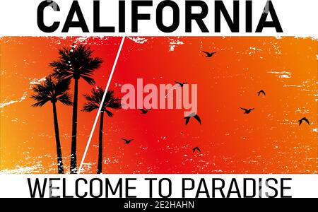 California coast, Welcome summer vector illustration for t-shirt and other uses. Stock Vector