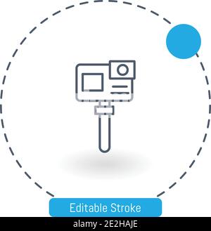 action camera vector icon editable stroke outline icons for web and mobile Stock Vector
