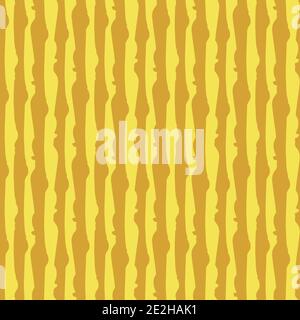 Vector painterly striped seamless pattern background. Vertical parallel offset stripes yellow orange backdrop. Linear geometric repeat creates a Stock Vector