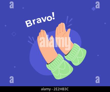 Human hands friendly clapping and cheering bravo Stock Vector